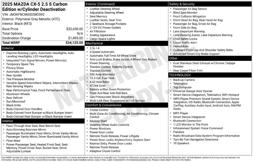 Used 2025 MAZDA CX-5 Carbon Edition AWD/4WD image 6