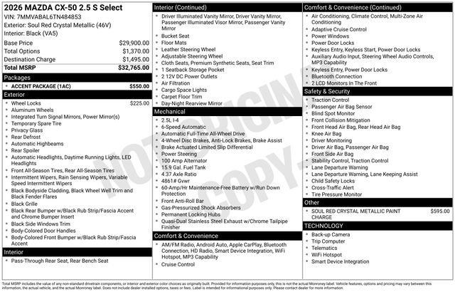 New 2026 MAZDA CX-50 AWD 2.5 S w/ Accent Package image 9
