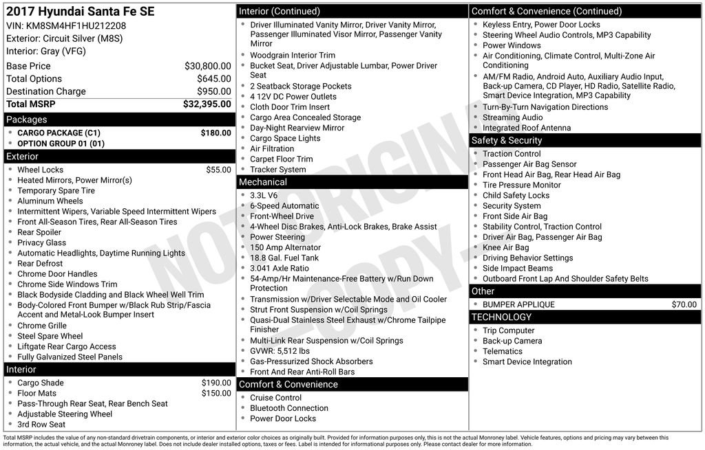 Used 2017 Hyundai Santa Fe SE w/ Cargo Package FWD image 5