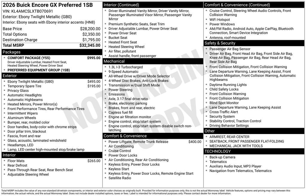 New 2026 Buick Encore GX Preferred w/ Comfort Package AWD/4WD image 39