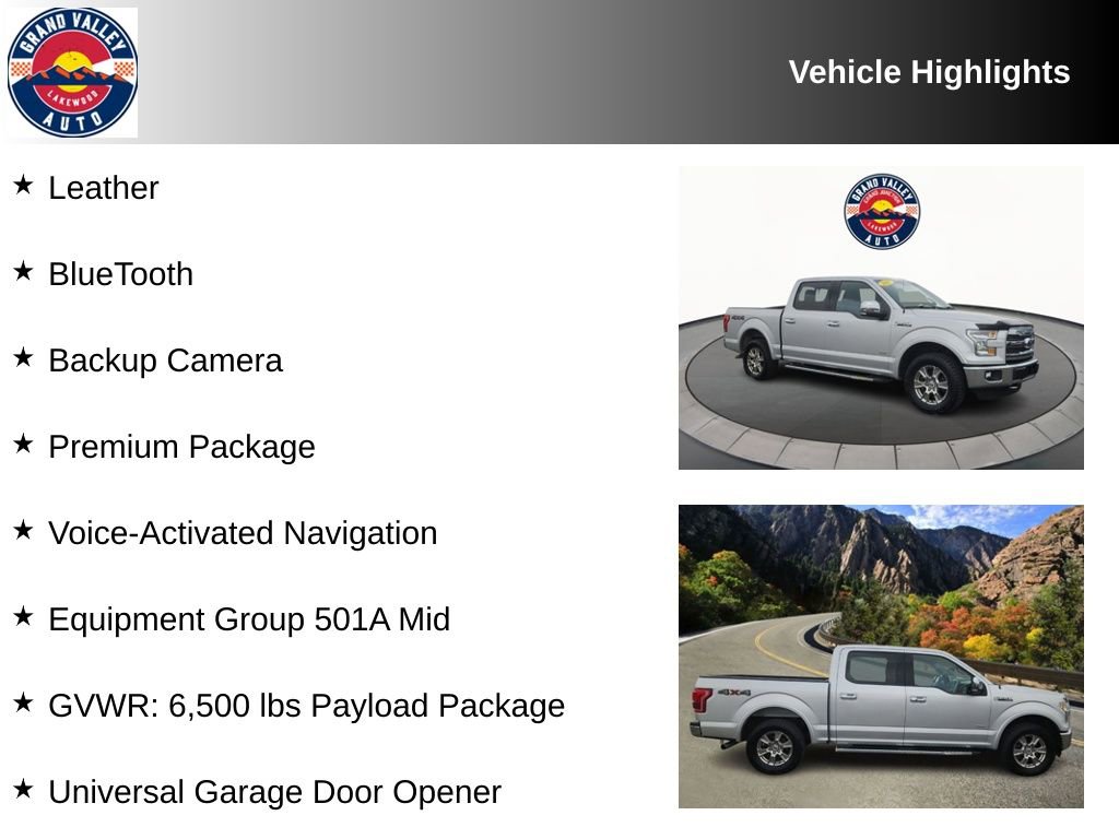 Used 2015 Ford F150 Lariat w/ Equipment Group 501A Mid image 2