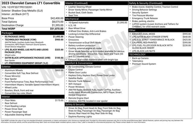 Used 2023 Chevrolet Camaro LT w/ RS Package image 2