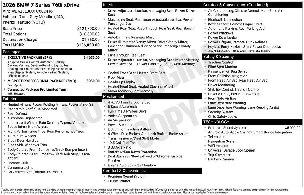 Used 2026 BMW 760i xDrive w/ Executive Package AWD/4WD image 4