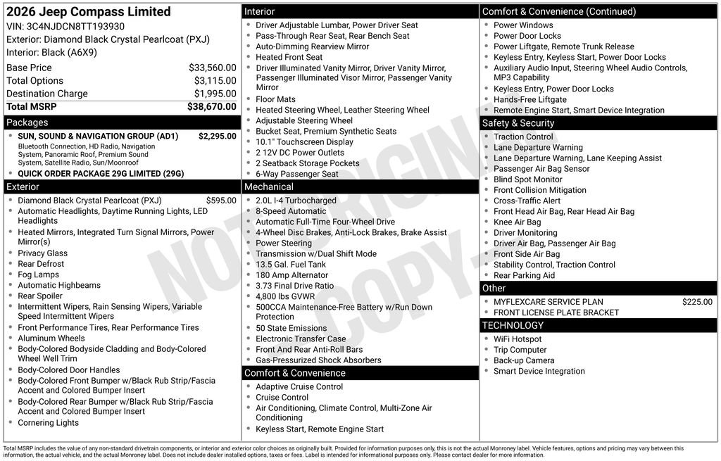 New 2026 Jeep Compass Limited w/ Sun, Sound & Navigation Group AWD/4WD image 3