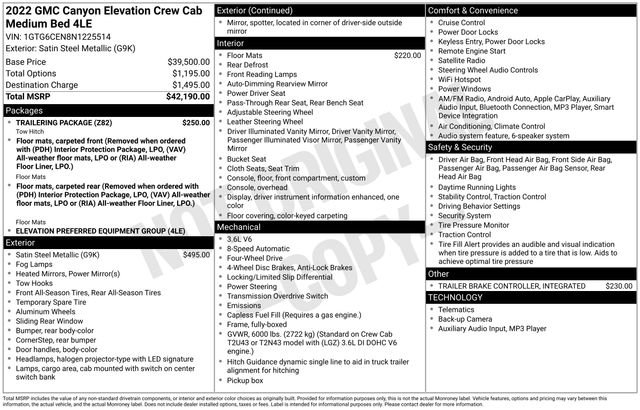 Used 2022 GMC Canyon Elevation w/ Trailering Package image 32