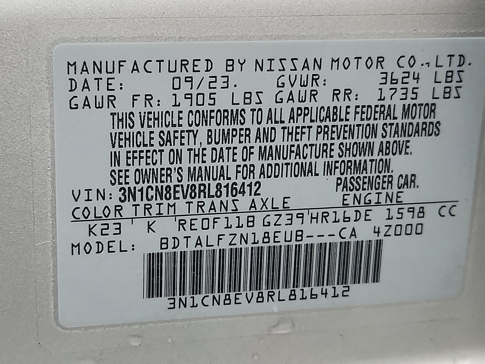 Used 2024 Nissan Versa SV w/ Trunk Package FWD image 27