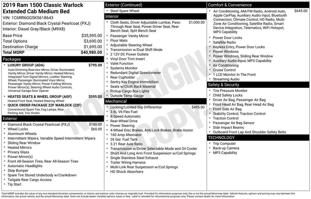 Used 2019 RAM 1500 Warlock w/ Luxury Group RWD image 6
