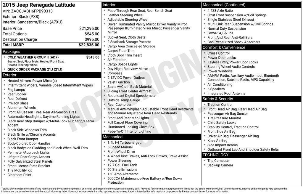 Used 2015 Jeep Renegade Latitude w/ Cold Weather Group II image 3