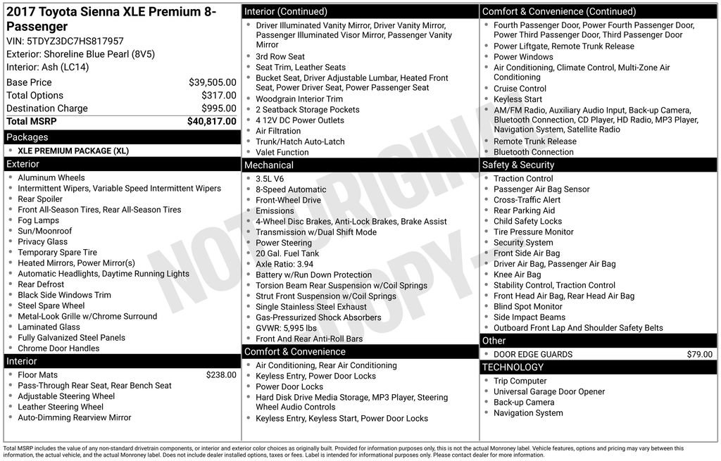 Used 2017 Toyota Sienna XLE Premium image 3