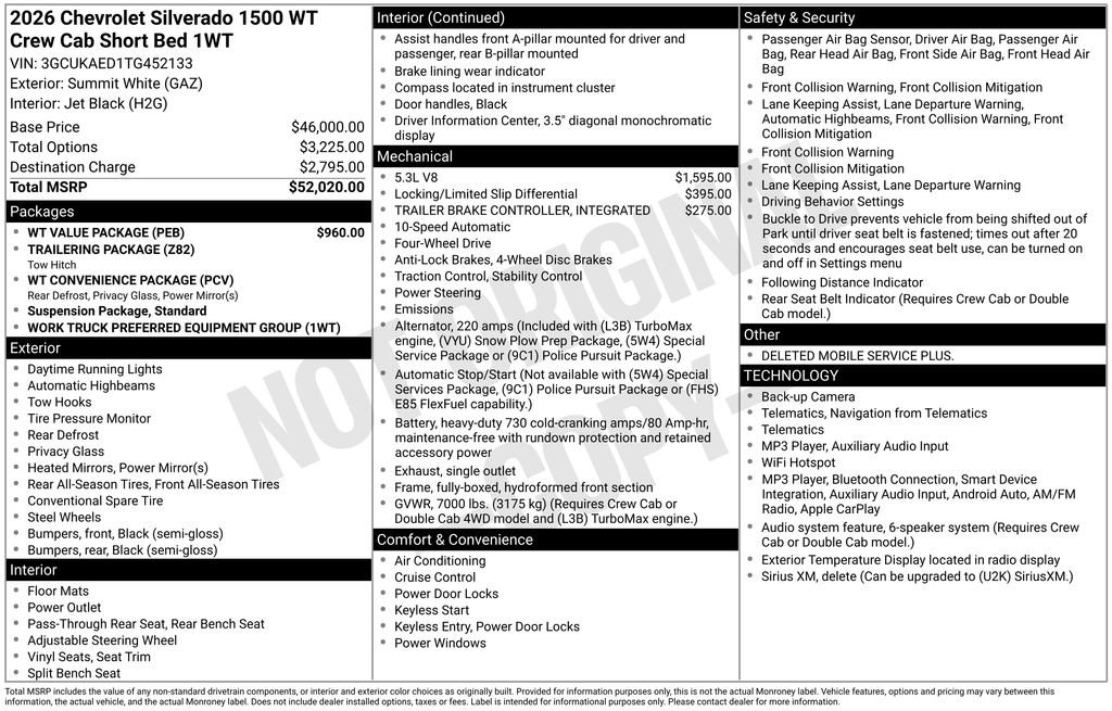 New 2026 Chevrolet Silverado 1500 W/T w/ WT Value Package AWD/4WD image 34