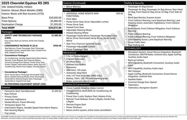 Used 2025 Chevrolet Equinox RS w/ Safety and Technology Package AWD/4WD image 5