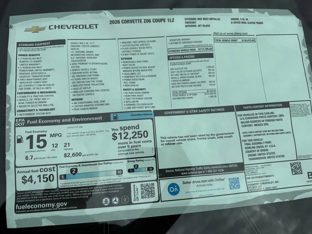 New 2026 Chevrolet Corvette Z06 w/ Battery Protection Package image 19