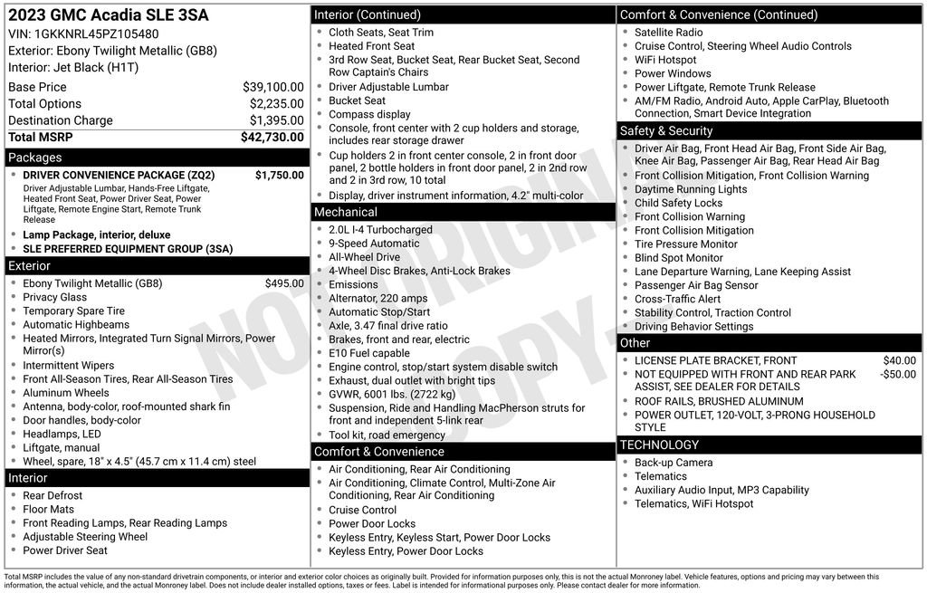 Used 2023 GMC Acadia SLE w/ Driver Convenience Package image 34