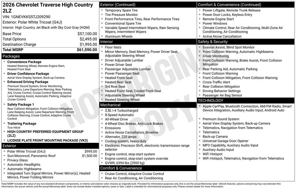 Certified 2026 Chevrolet Traverse High Country AWD/4WD image 9