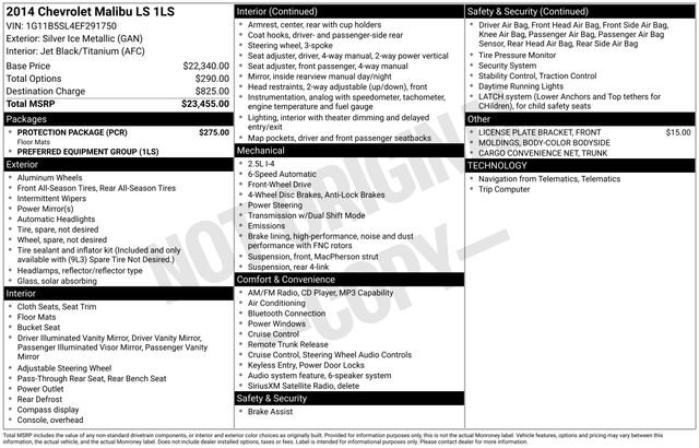 Used 2014 Chevrolet Malibu LS w/ Protection Package FWD image 26