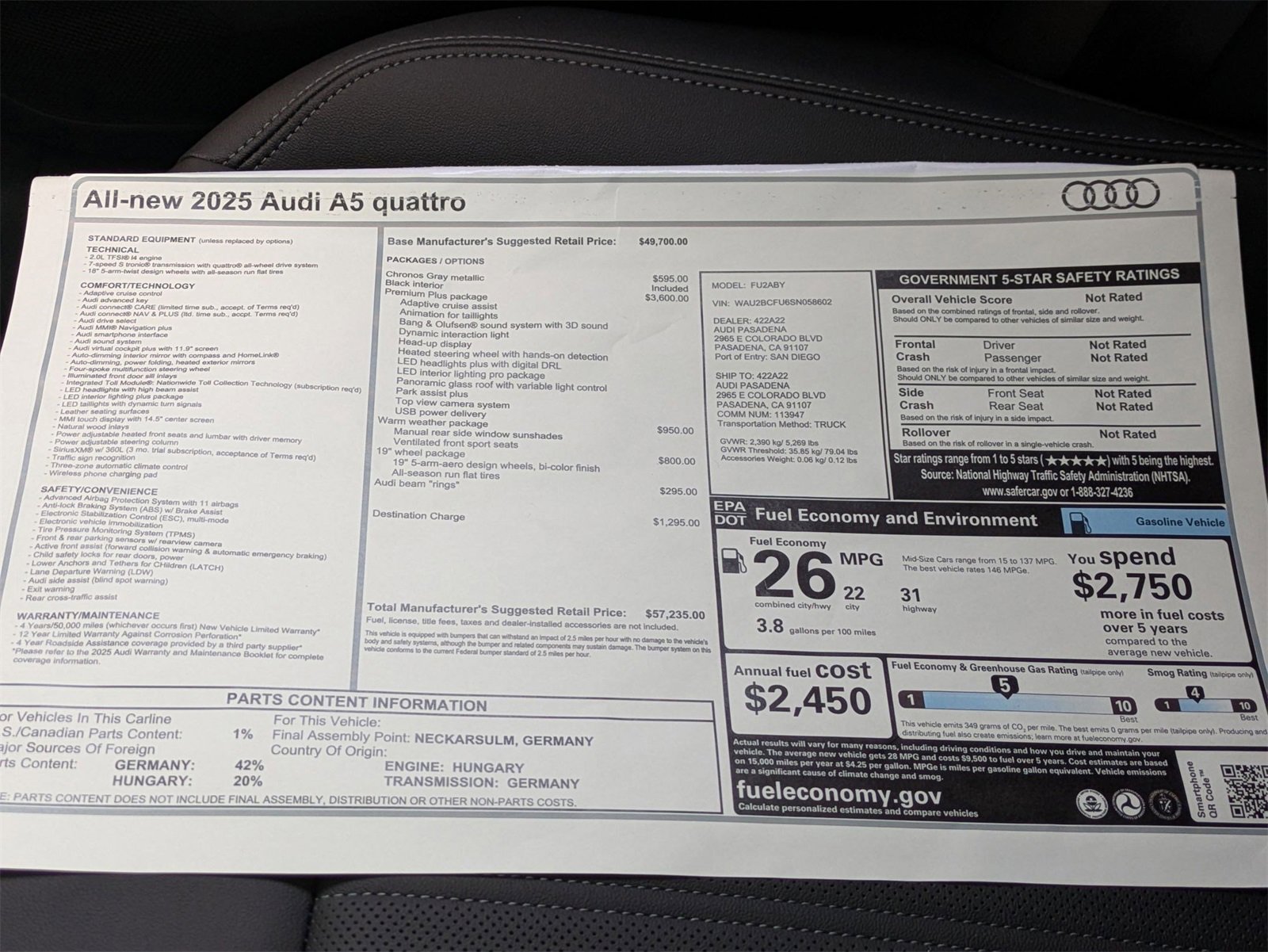 New 2025 Audi A5 2.0T Premium Plus image 18