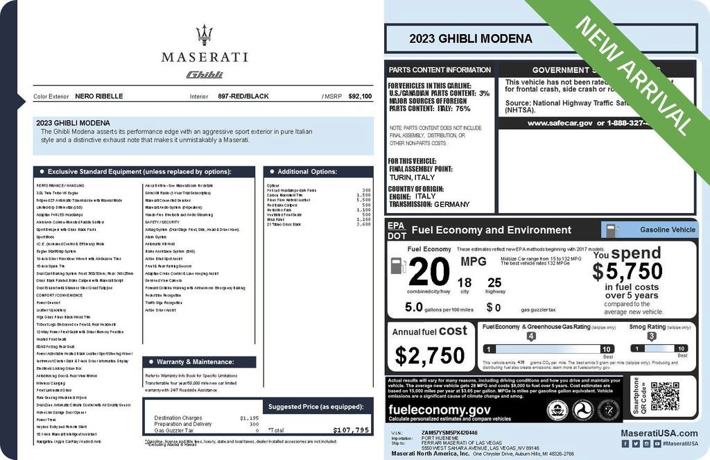 Certified 2023 Maserati Ghibli Modena RWD image 2