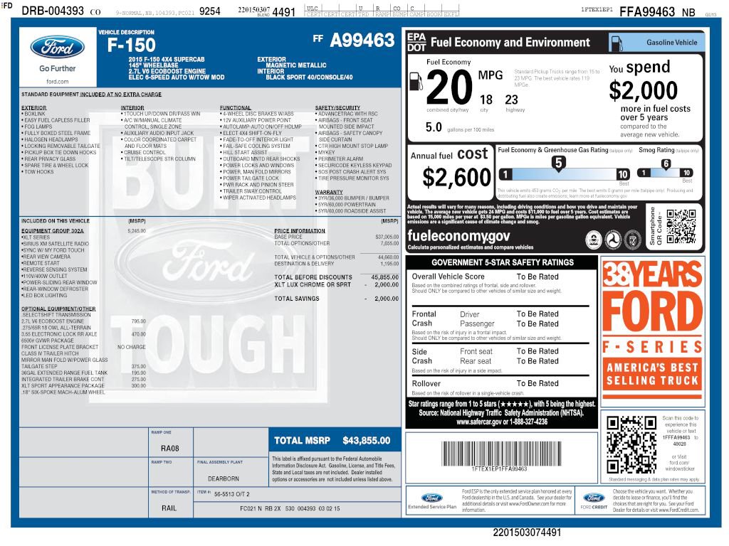 Used 2015 Ford F150 XLT w/ Equipment Group 302A Luxury AWD/4WD image 4