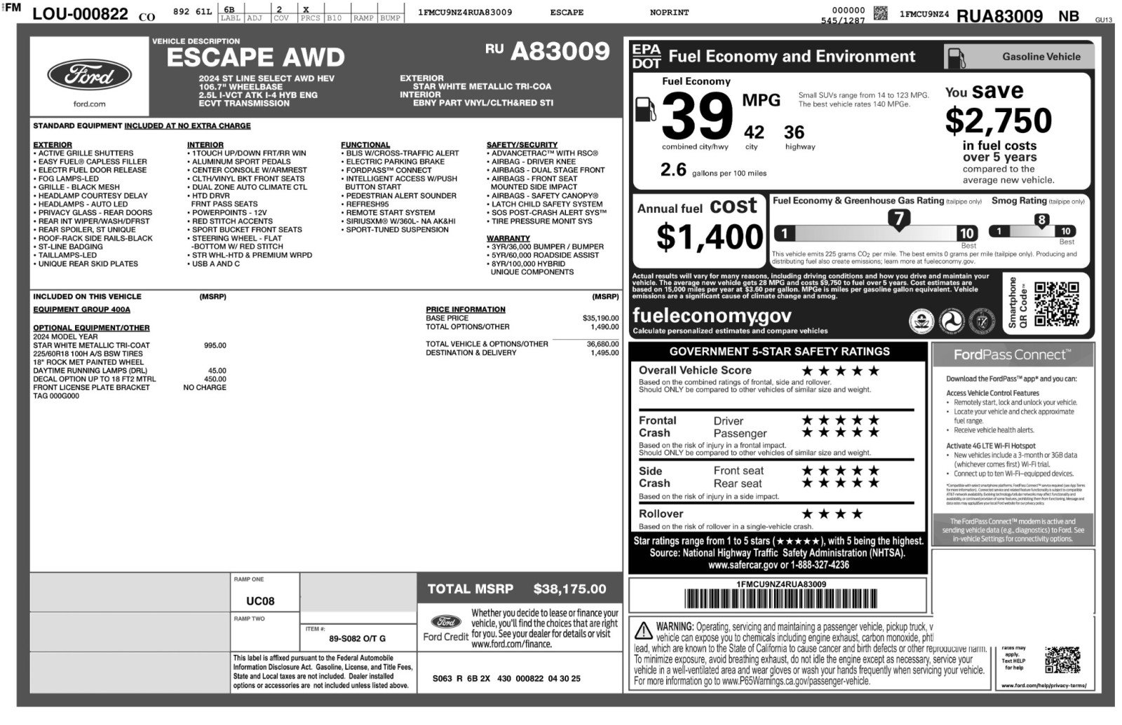 Used 2024 Ford Escape ST-Line Select image 49