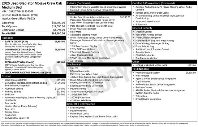 New 2025 Jeep Gladiator Mojave w/ Safety Group image 29