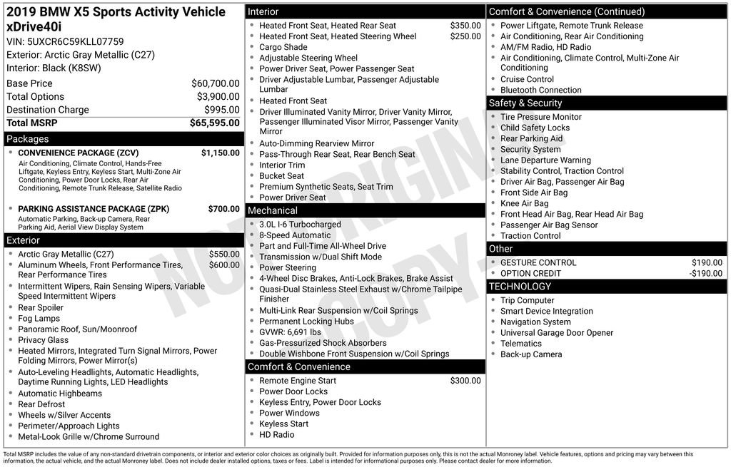 Used 2019 BMW X5 xDrive40i w/ Convenience Package image 65