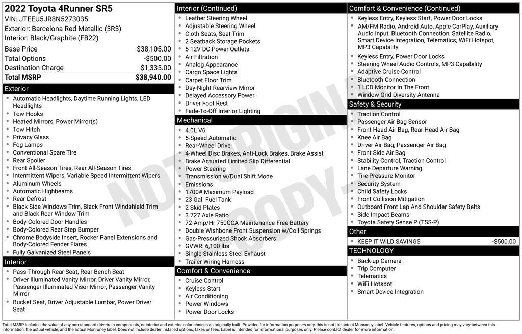 Used 2022 Toyota 4Runner SR5 RWD image 2