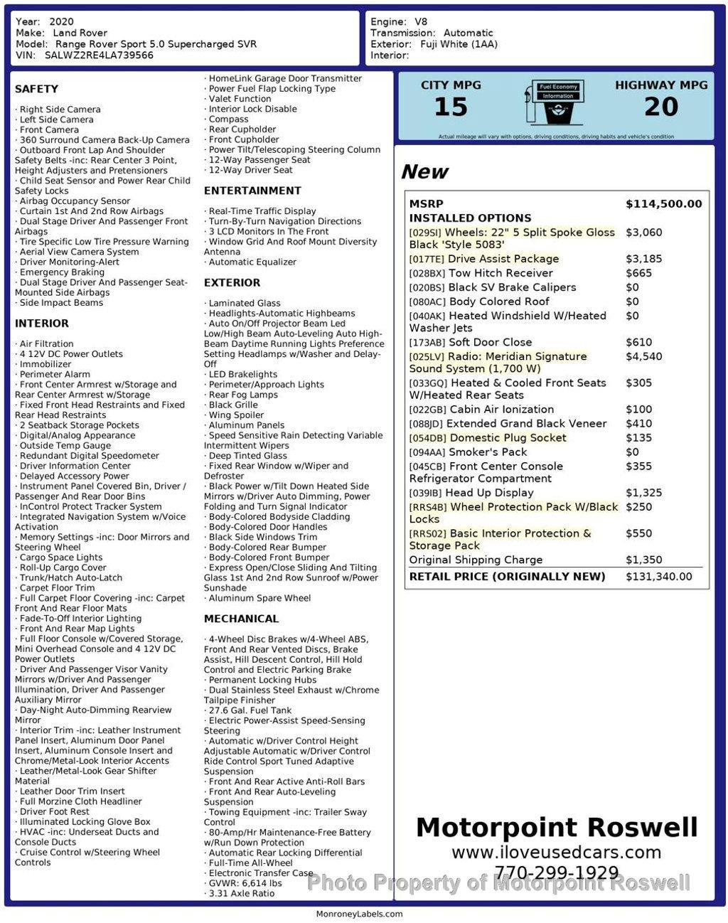Used 2020 Land Rover Range Rover Sport SVR image 26
