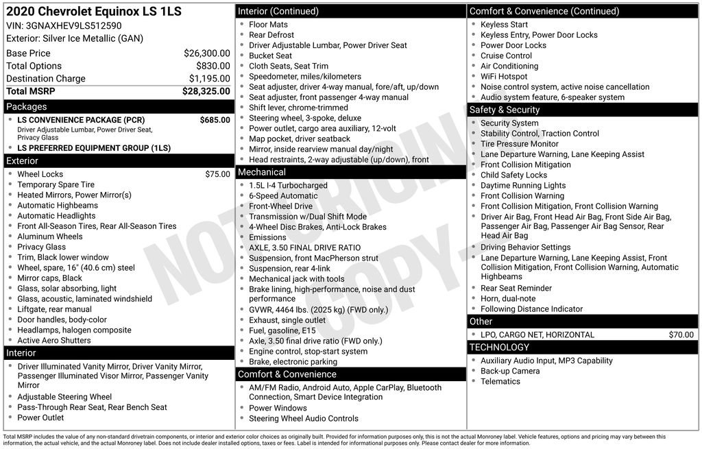 Used 2020 Chevrolet Equinox LS w/ LS Convenience Package image 2