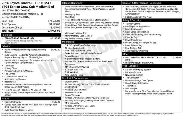 New 2026 Toyota Tundra 1794 Edition w/ TRD Off-Road Package AWD/4WD image 4