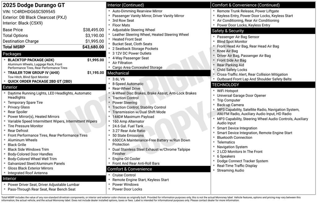 Used 2025 Dodge Durango GT w/ Blacktop Package RWD image 4