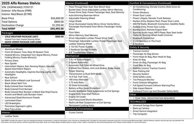 Used 2020 Alfa Romeo Stelvio Sport w/ Cold Weather Package image 4