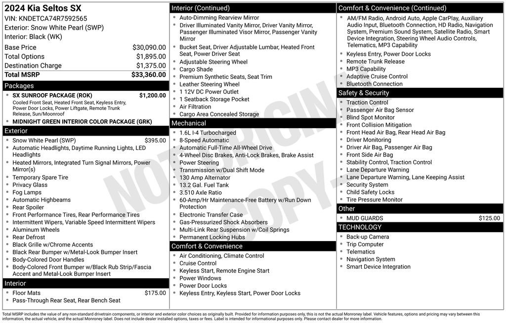 Used 2024 Kia Seltos SX w/ SX Sunroof Package image 2