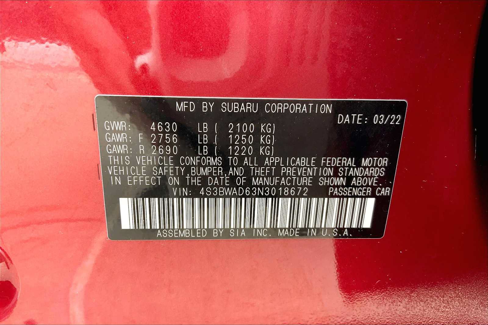 Certified 2022 Subaru Legacy Premium AWD/4WD image 33