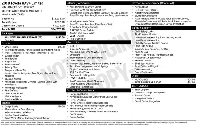 Used 2018 Toyota RAV4 Limited w/ All Weather Liner Package image 9