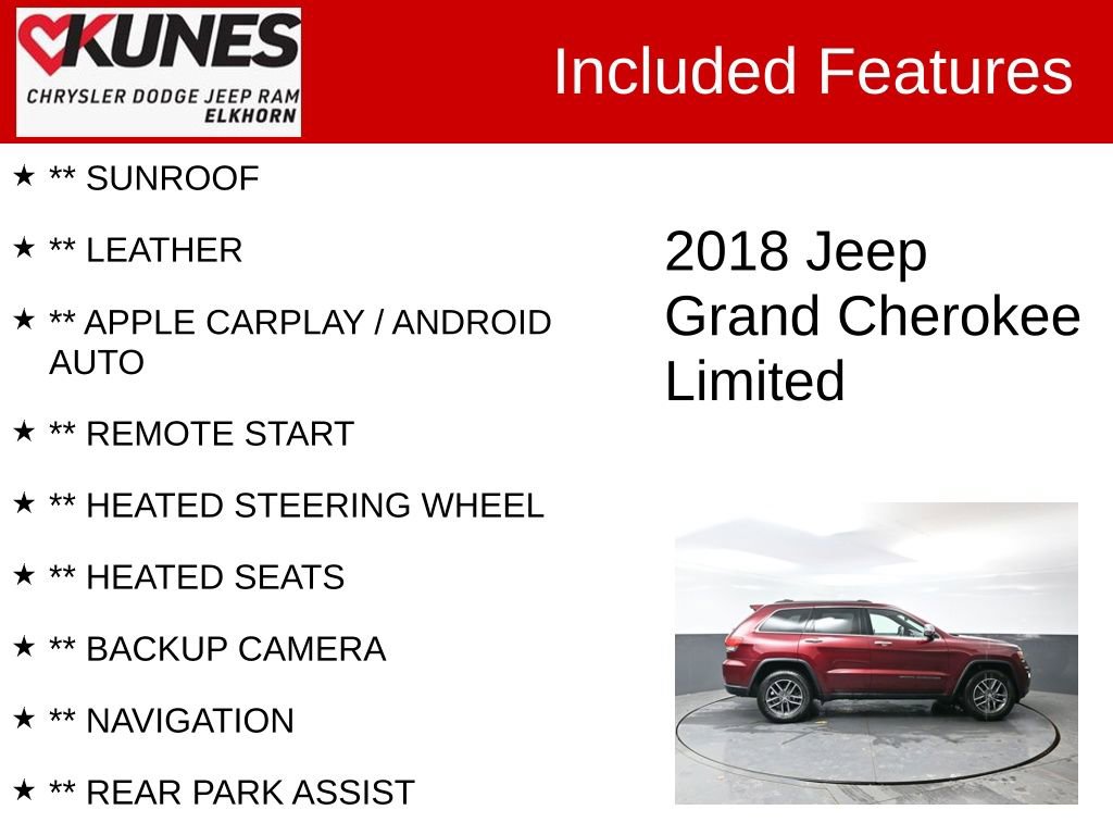 Used 2018 Jeep Grand Cherokee Limited w/ Trailer Tow Group IV image 2