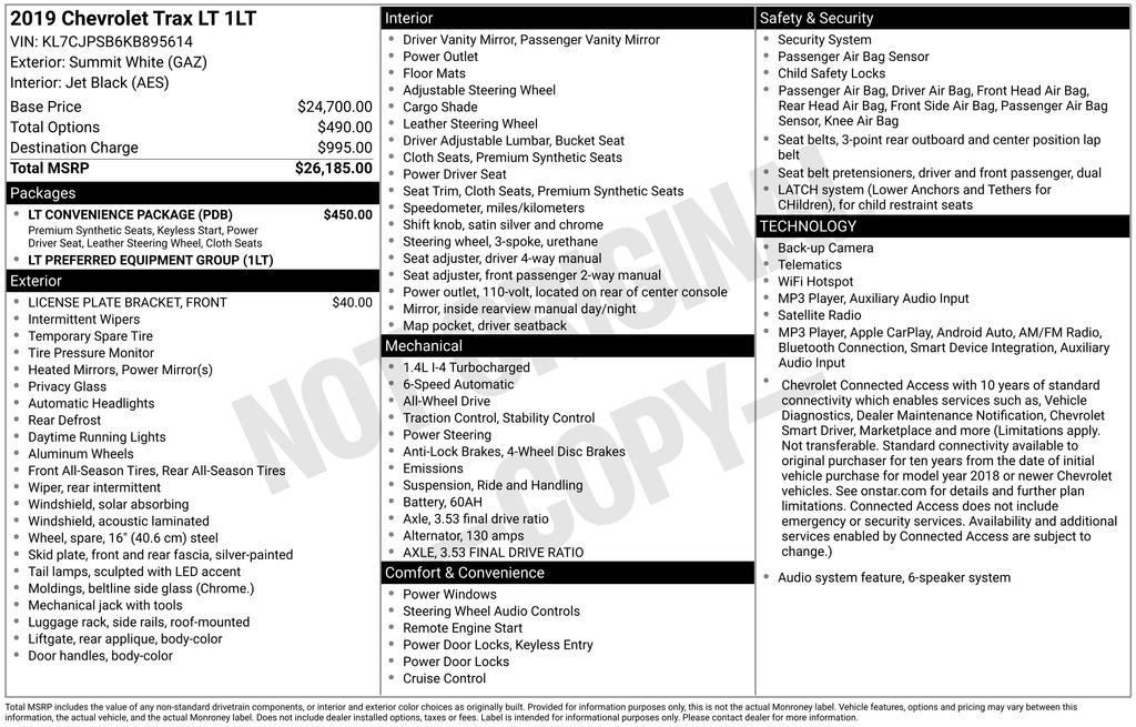 Used 2019 Chevrolet Trax LT w/ LT Convenience Package AWD/4WD image 6