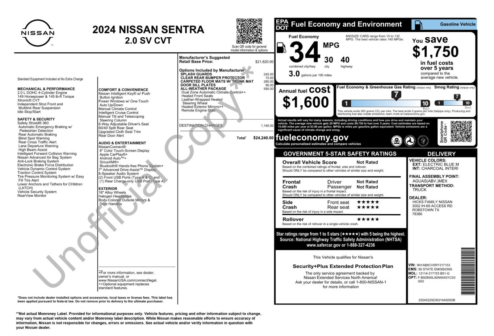 Used 2024 Nissan Sentra SV w/ All-Weather Package FWD image 46