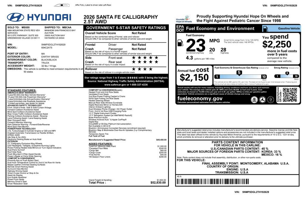 Used 2026 Hyundai Santa Fe Calligraphy image 2