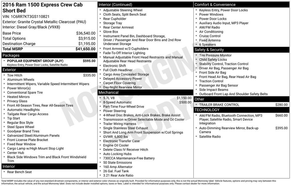 Used 2016 RAM 1500 Express w/ Popular Equipment Group image 20