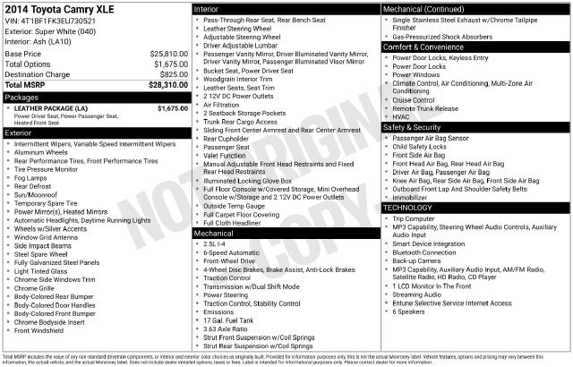 Used 2014 Toyota Camry XLE w/ Leather Package FWD image 23
