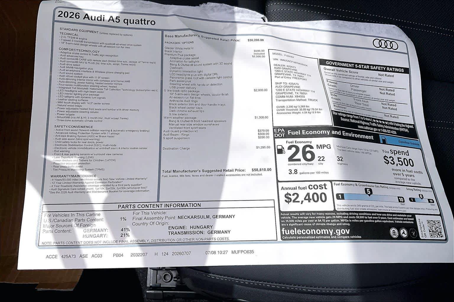 New 2026 Audi A5 Premium Plus w/ Premium Plus Package AWD/4WD image 19