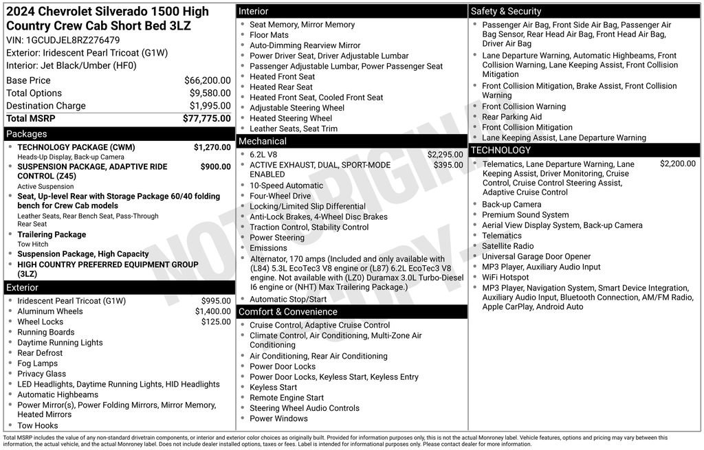 Used 2024 Chevrolet Silverado 1500 High Country w/ Technology Package AWD/4WD image 4