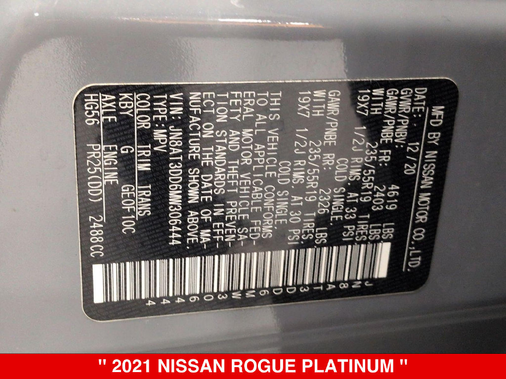 Certified 2021 Nissan Rogue Platinum AWD/4WD image 29