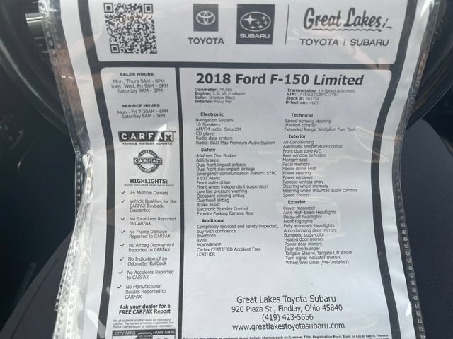 Used 2018 Ford F150 Limited w/ Trailer Tow Package AWD/4WD image 27