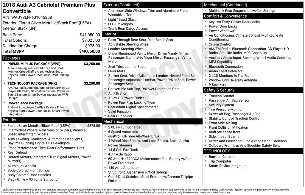 Used 2018 Audi A3 2.0T Premium Plus w/ Premium Plus Package image 3