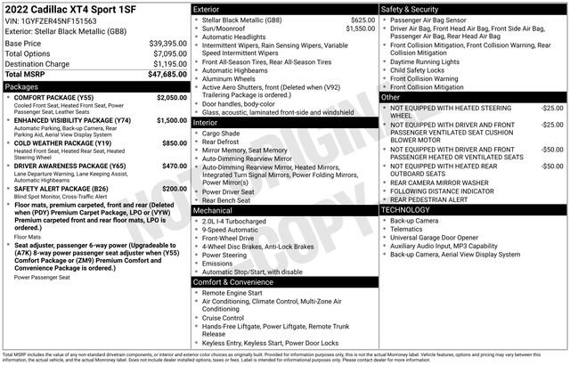 Certified 2022 Cadillac XT4 Sport w/ Comfort Package FWD image 7