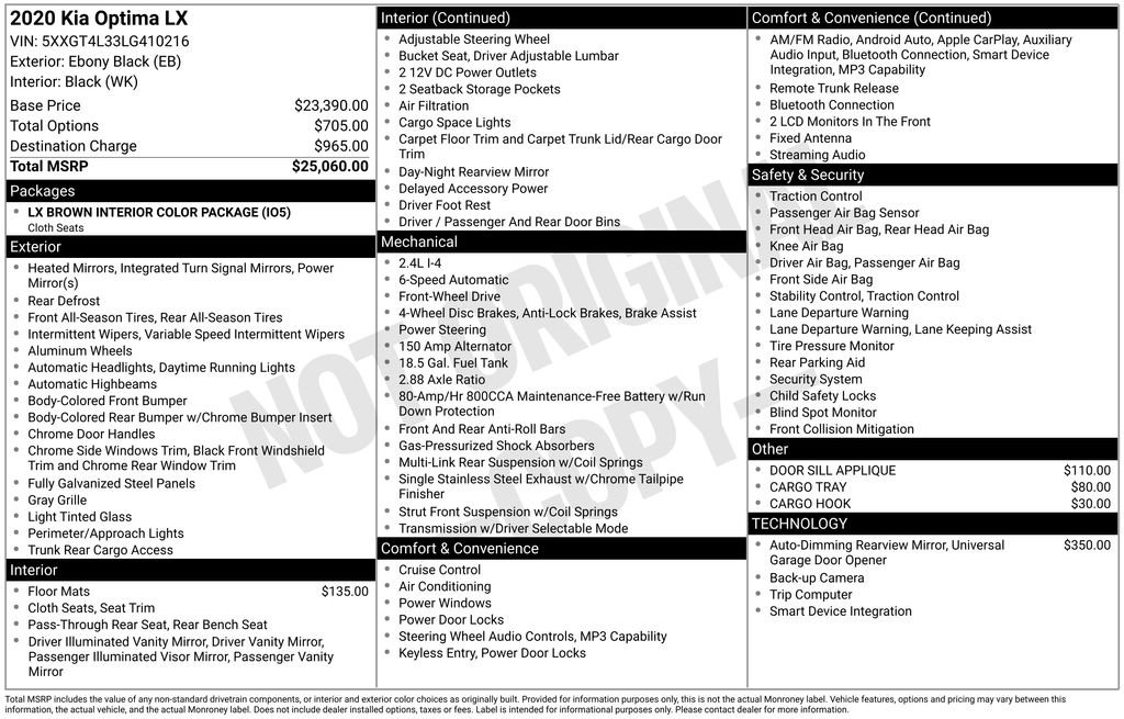 Used 2020 Kia Optima LX image 7