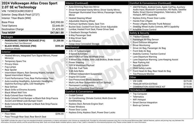 Certified 2024 Volkswagen Atlas Cross Sport SE w/ Panoramic Sunroof Package AWD/4WD image 43