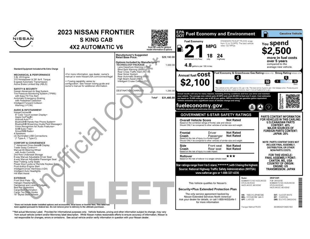 Used 2023 Nissan Frontier S w/ Technology Package RWD image 30