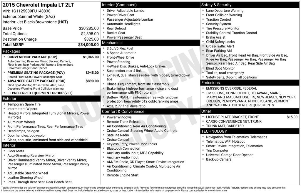 Used 2015 Chevrolet Impala LT w/ Convenience Package image 28